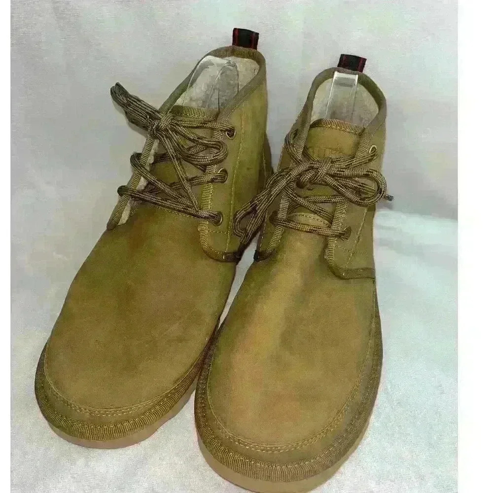 Men's Guess GMWarren-C Mid Faux Fur Lined Tan Beige Textile Upper Boot Size 10‎